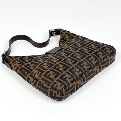 Fendi Zucca Pattern Shoulder Bag Canvas Brown