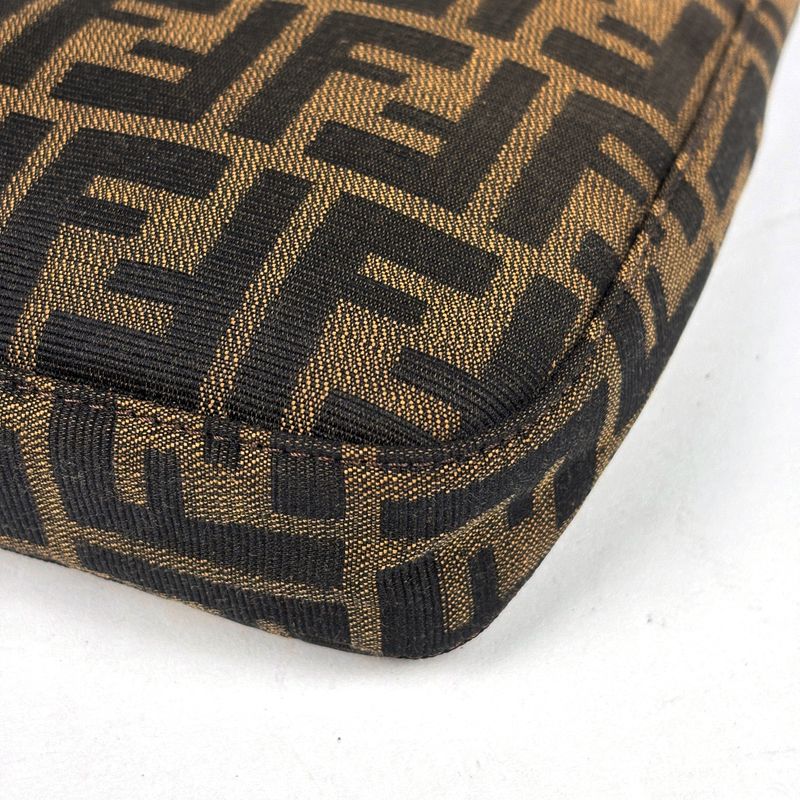 Fendi Zucca Pattern Shoulder Bag Canvas Brown