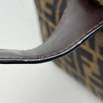 Fendi Zucca Pattern Shoulder Bag Canvas Brown