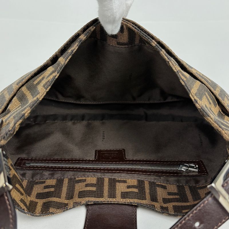 Fendi Zucca Pattern Shoulder Bag Canvas Brown