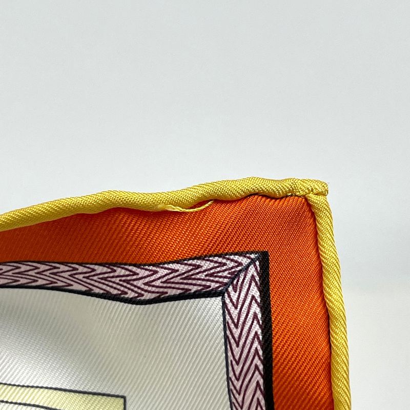 Hermes Carre 90 Zouaves Et Dragons and Scarf Silk Orange Multicolor