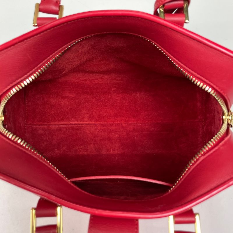 Saint Laurent Paris Baby Cabas 2-Way Shoulder Bag Leather Red