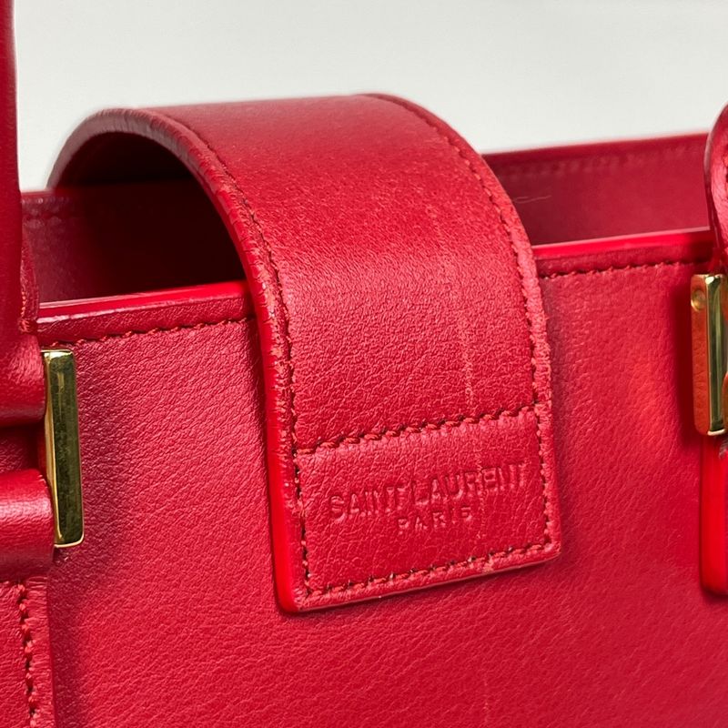 Saint Laurent Paris Baby Cabas 2-Way Shoulder Bag Leather Red