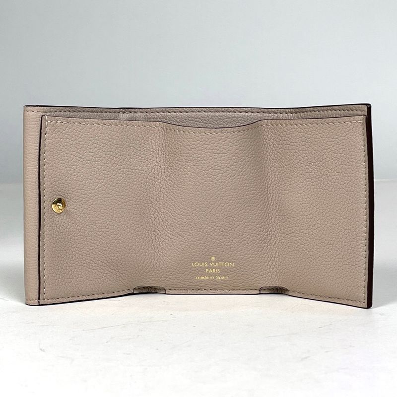 Louis Vuitton Porte Feuille Lock Mini Trifold Wallet Calf Grey