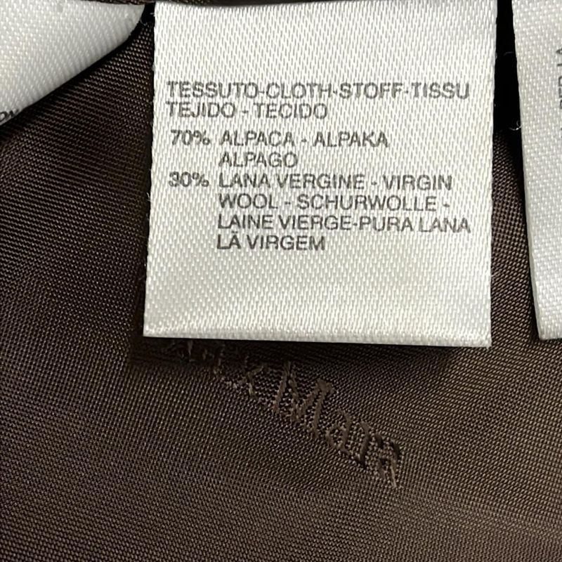 Max Mara Coat 40 Dark Brown Long Sleeve Alpaca Blend Fall Winter Leather Length