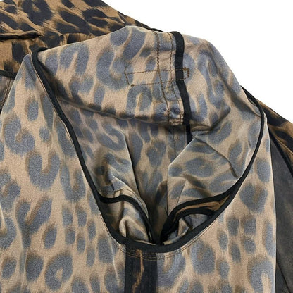 Louis Vuitton Trench Coat 38 M Brown Black Dark Leopard Print Spring Autumn