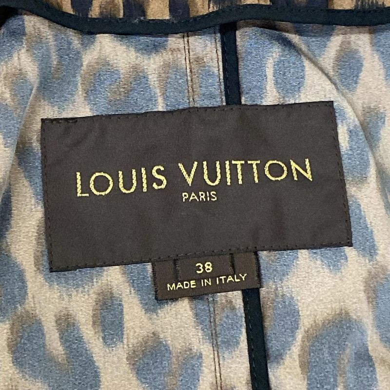 Louis Vuitton Trench Coat 38 M Brown Black Dark Leopard Print Spring Autumn