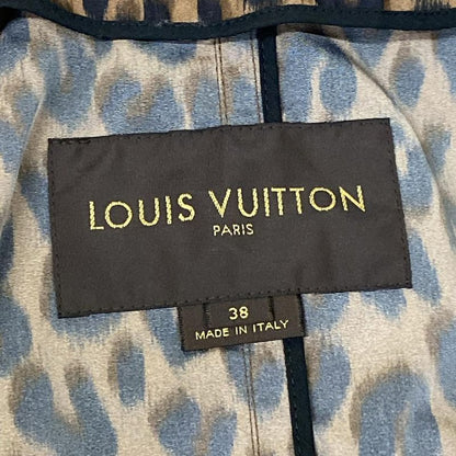 Louis Vuitton Trench Coat 38 M Brown Black Dark Leopard Print Spring Autumn
