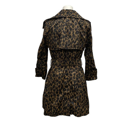Louis Vuitton Trench Coat 38 M Brown Black Dark Leopard Print Spring Autumn