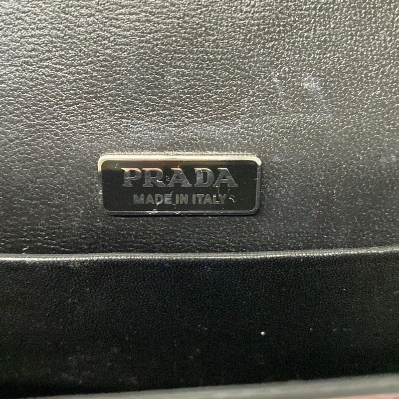 Prada Shoulder Bag Cahier Purple Black Silver Chain Leather