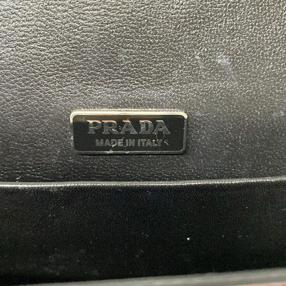 Prada Shoulder Bag Cahier Purple Black Silver Chain Leather