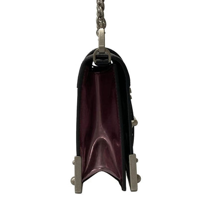 Prada Shoulder Bag Cahier Purple Black Silver Chain Leather