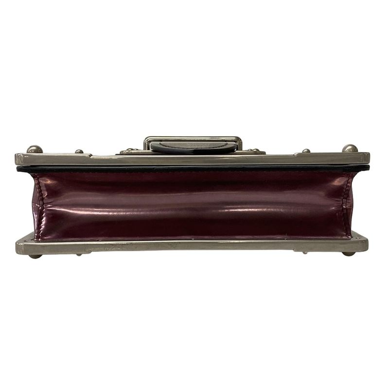 Prada Shoulder Bag Cahier Purple Black Silver Chain Leather