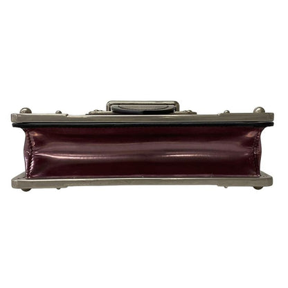 Prada Shoulder Bag Cahier Purple Black Silver Chain Leather