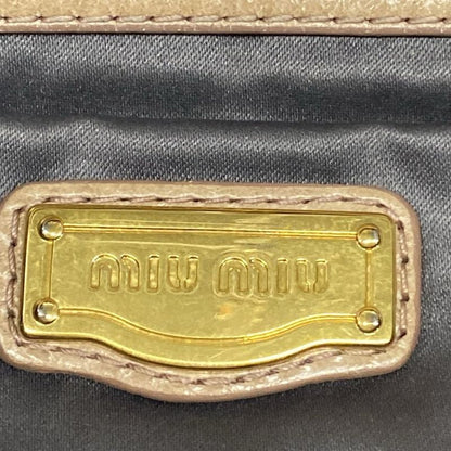 Miu Handbag Matelasse Beige Leather