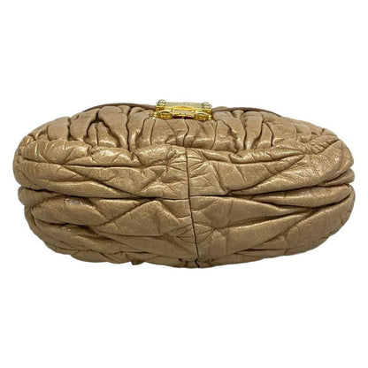 Miu Handbag Matelasse Beige Leather