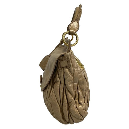 Miu Handbag Matelasse Beige Leather