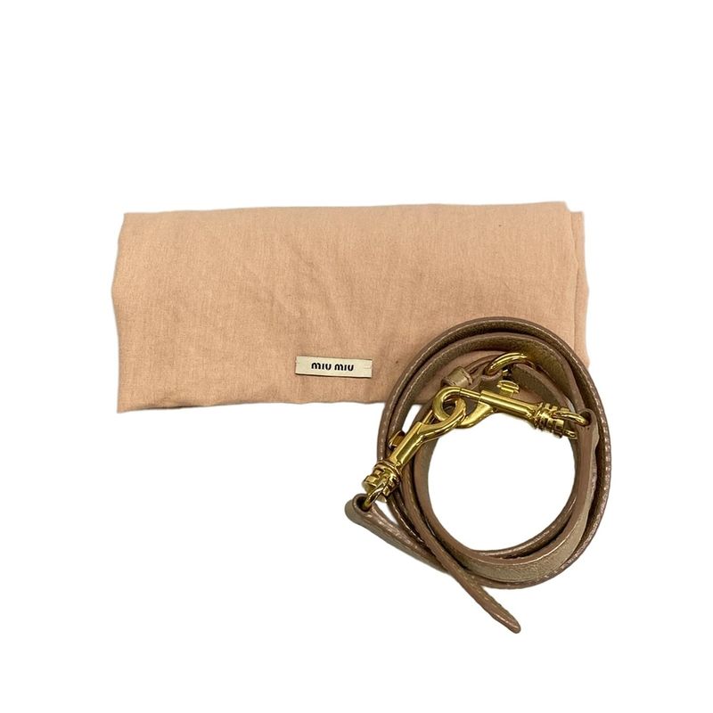 Miu Handbag Matelasse Beige Leather