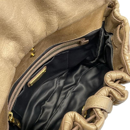 Miu Handbag Matelasse Beige Leather