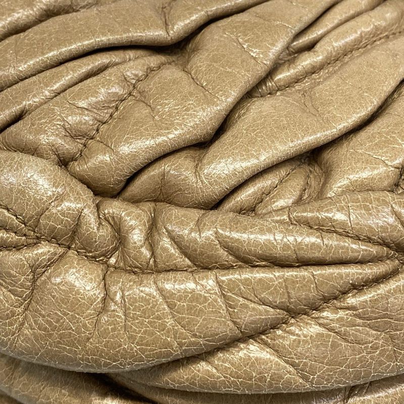 Miu Handbag Matelasse Beige Leather