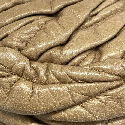 Miu Handbag Matelasse Beige Leather