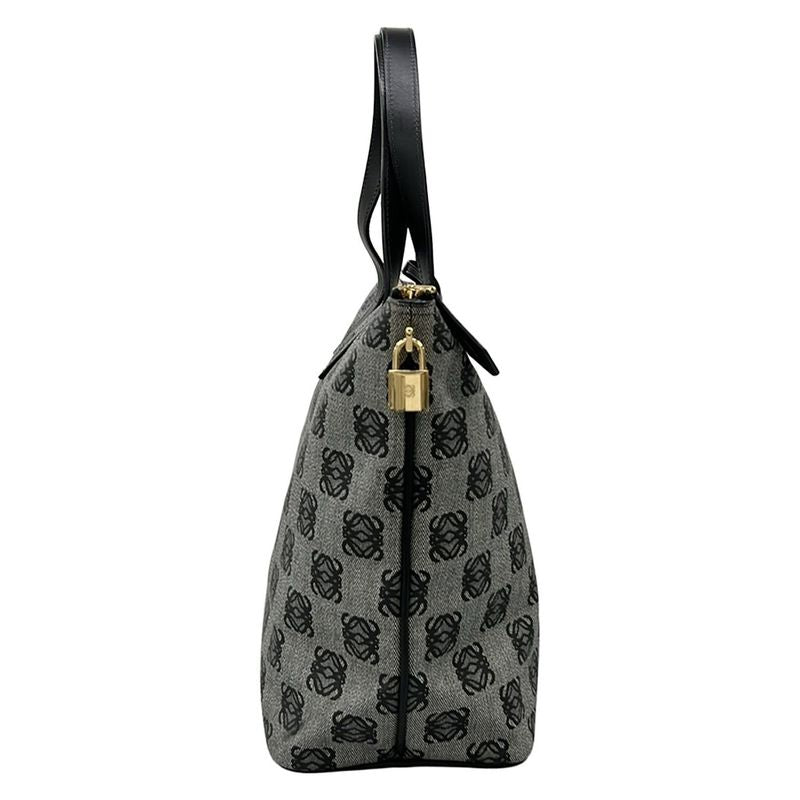 Loewe Handbag Anagram Pattern Gray Black Leather
