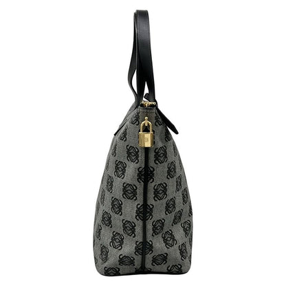 Loewe Handbag Anagram Pattern Gray Black Leather