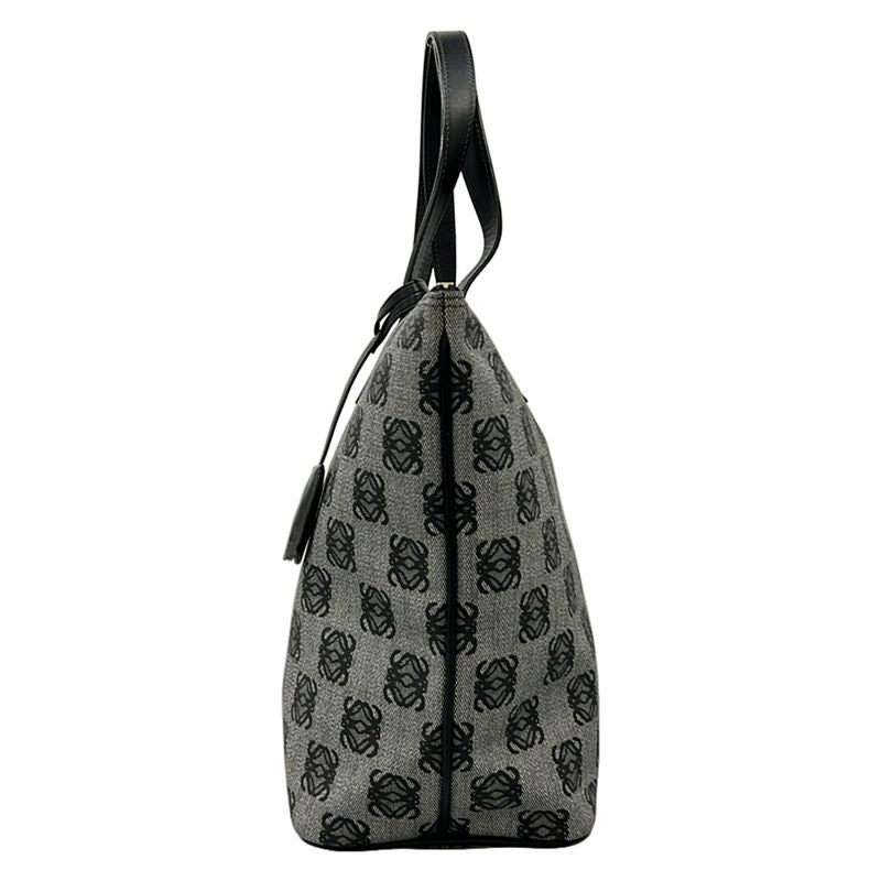 Loewe Handbag Anagram Pattern Gray Black Leather