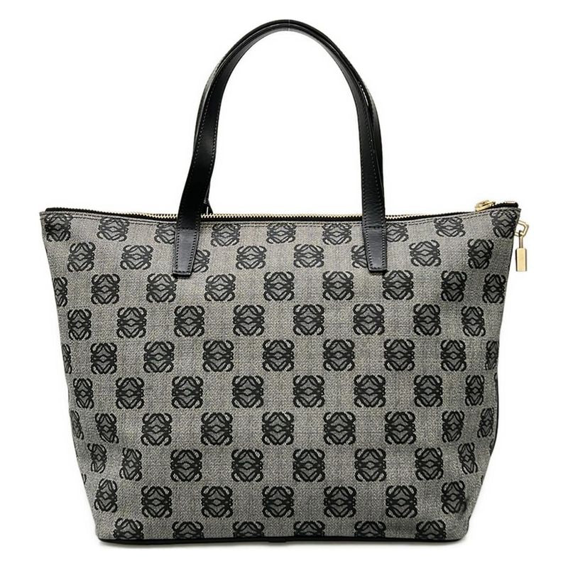 Loewe Handbag Anagram Pattern Gray Black Leather