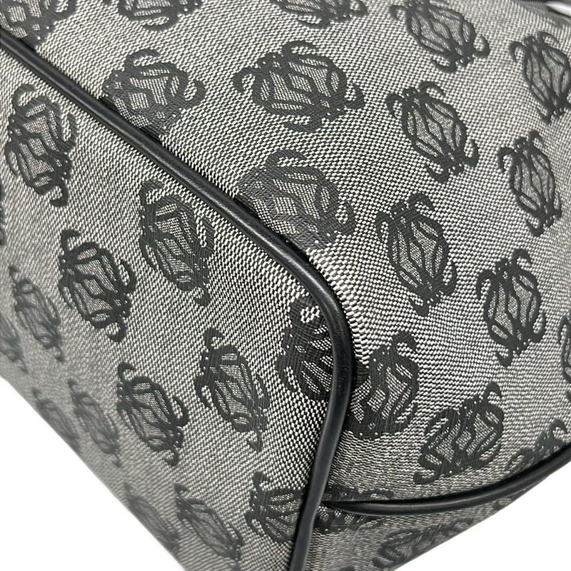Loewe Handbag Anagram Pattern Gray Black Leather