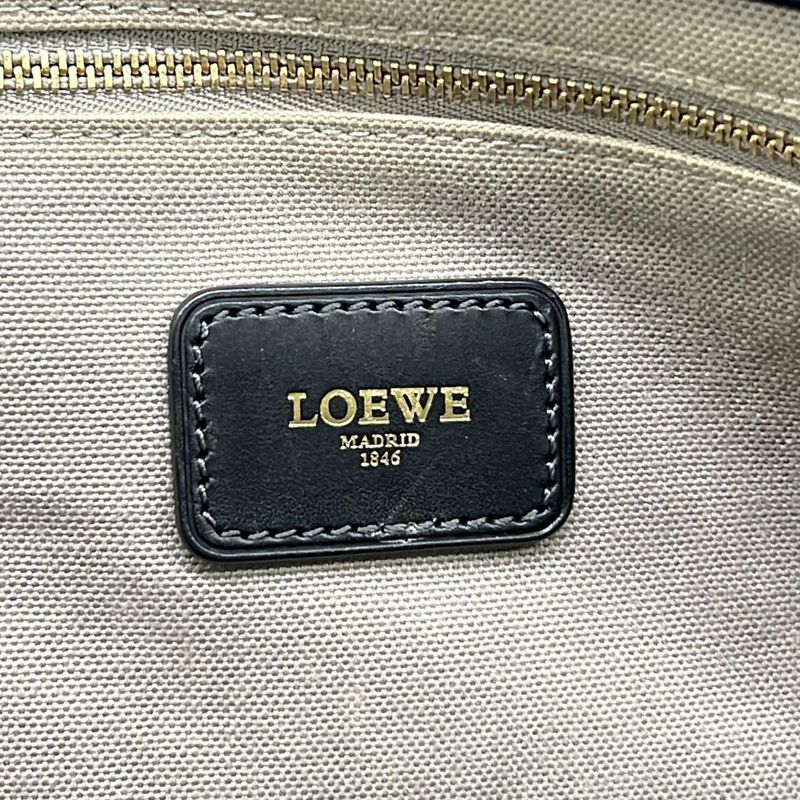 Loewe Handbag Anagram Pattern Gray Black Leather