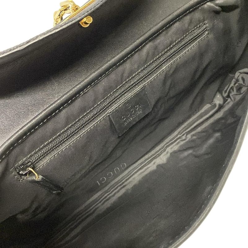 Gucci Shoulder Bag GG Pattern Black Leather