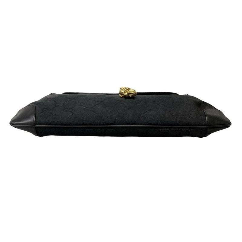 Gucci Shoulder Bag GG Pattern Black Leather
