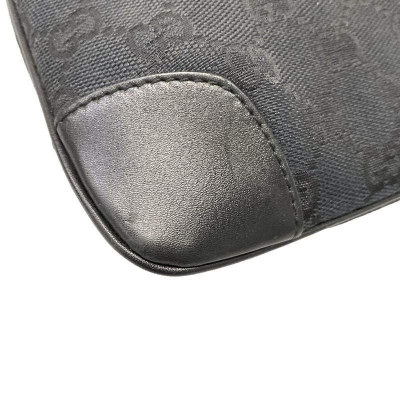 Gucci Shoulder Bag GG Pattern Black Leather