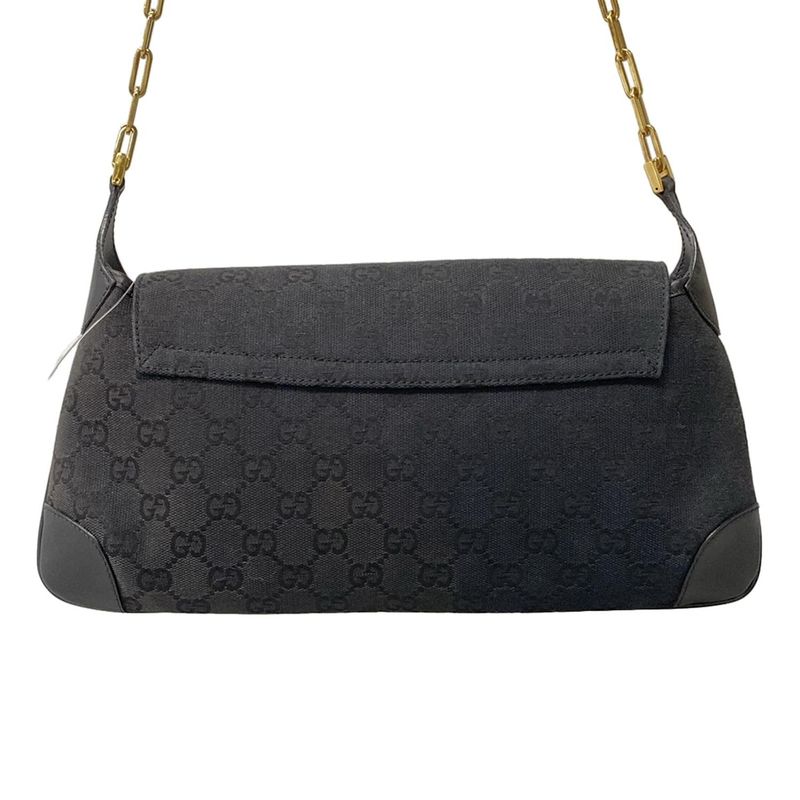 Gucci Shoulder Bag GG Pattern Black Leather
