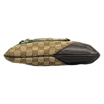 Gucci Shoulder Bag GG Pattern Horsebit Sherry Dark Brown Beige Multi Leather