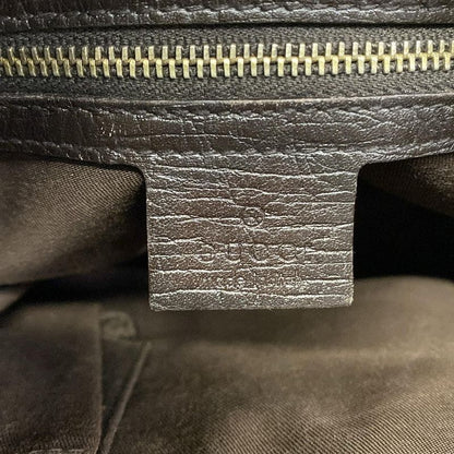 Gucci Shoulder Bag GG Pattern Horsebit Sherry Dark Brown Beige Multi Leather