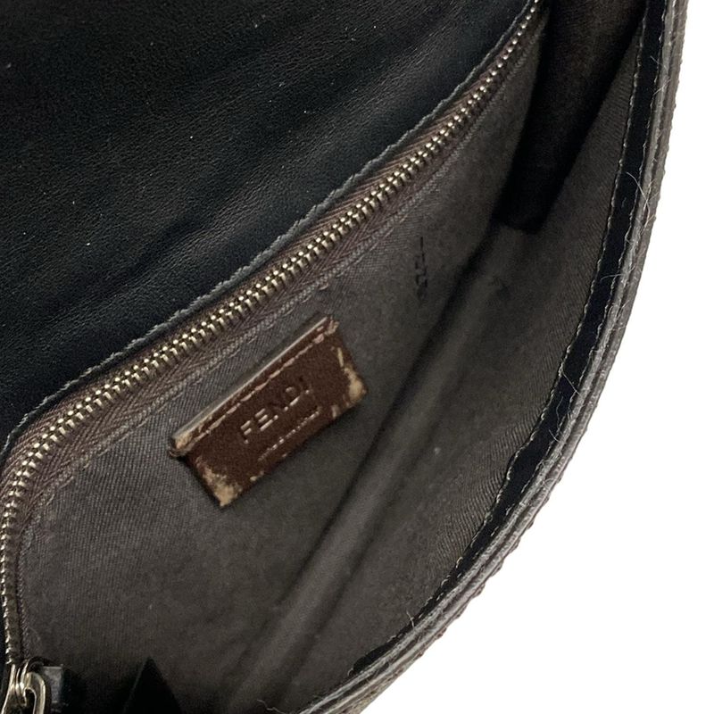 Fendi Shoulder Bag Baguette Slim Zucca Pattern Dark Brown Ivory Multi 2-Way
