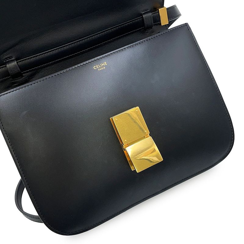 Celine Shoulder Bag Classic Box Calf Leather Black