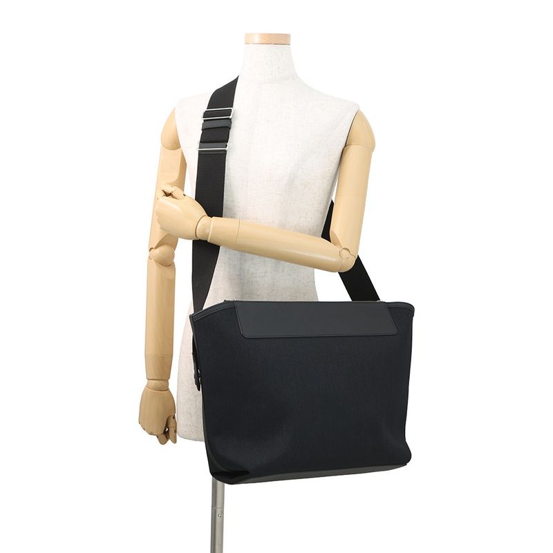 Hermes Shoulder Bag Black Silver Toile Ash Taurillon Legato