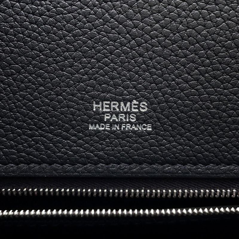 Hermes Shoulder Bag Black Silver Toile Ash Taurillon Legato