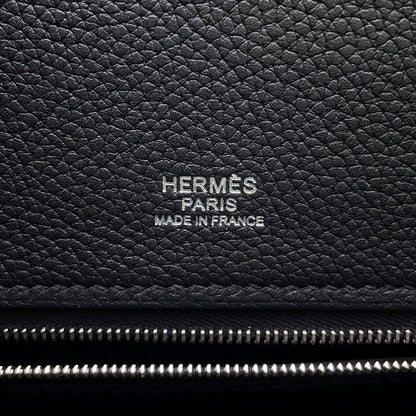 Hermes Shoulder Bag Black Silver Toile Ash Taurillon Legato