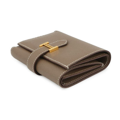 Hermes Trifold Wallet Bearn Combination Etoupe Gold Epsom