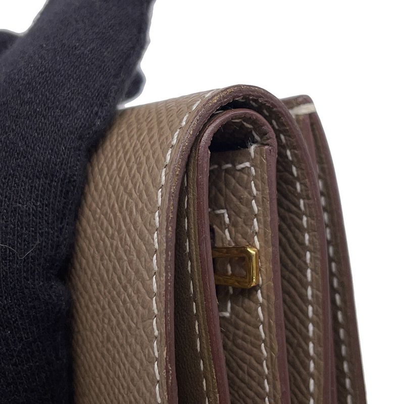 Hermes Trifold Wallet Bearn Combination Etoupe Gold Epsom