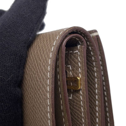 Hermes Trifold Wallet Bearn Combination Etoupe Gold Epsom