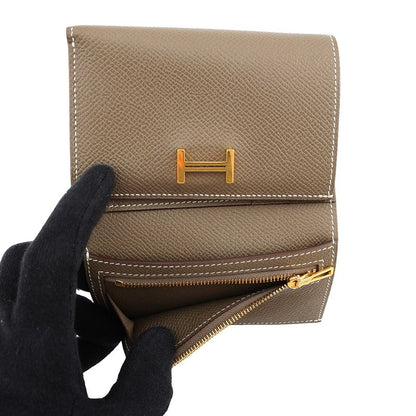 Hermes Trifold Wallet Bearn Combination Etoupe Gold Epsom