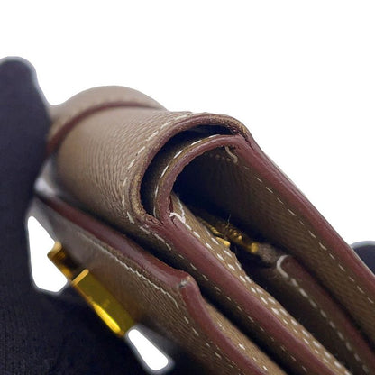Hermes Trifold Wallet Bearn Combination Etoupe Gold Epsom