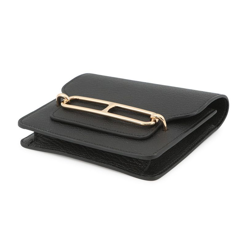 Hermes Wallet Roulis Slim Black Gold Chevre Misor