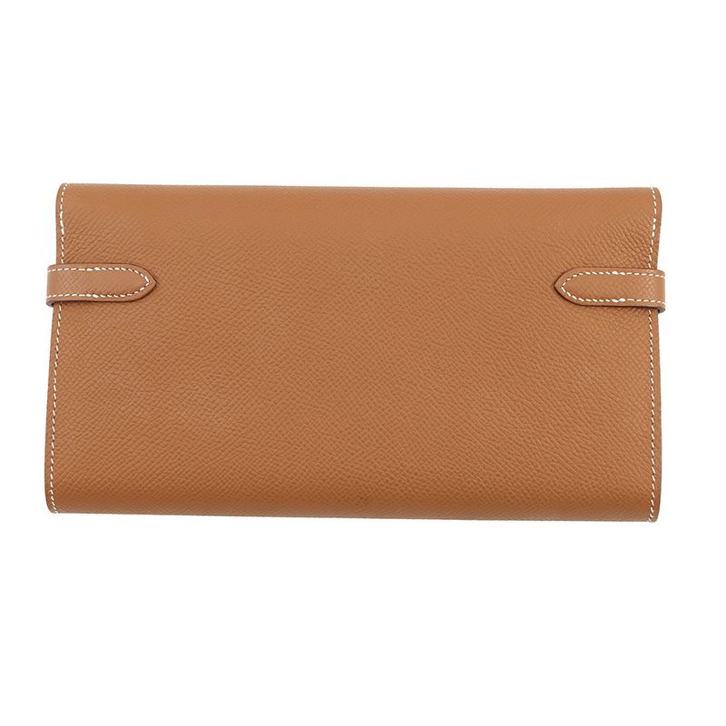 Hermes Wallet Kelly Long Gold Silver Epsom