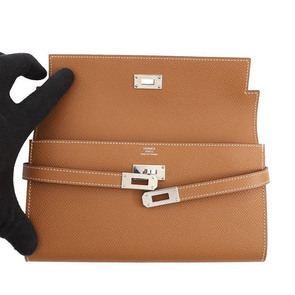 Hermes Wallet Kelly Long Gold Silver Epsom